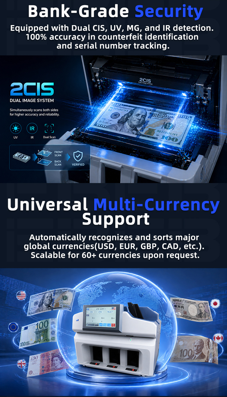 Fitness sorting function of BS-621 currency sorter classifying FIT and UNFIT notes by tears, tape, stains, washed notes and thickness