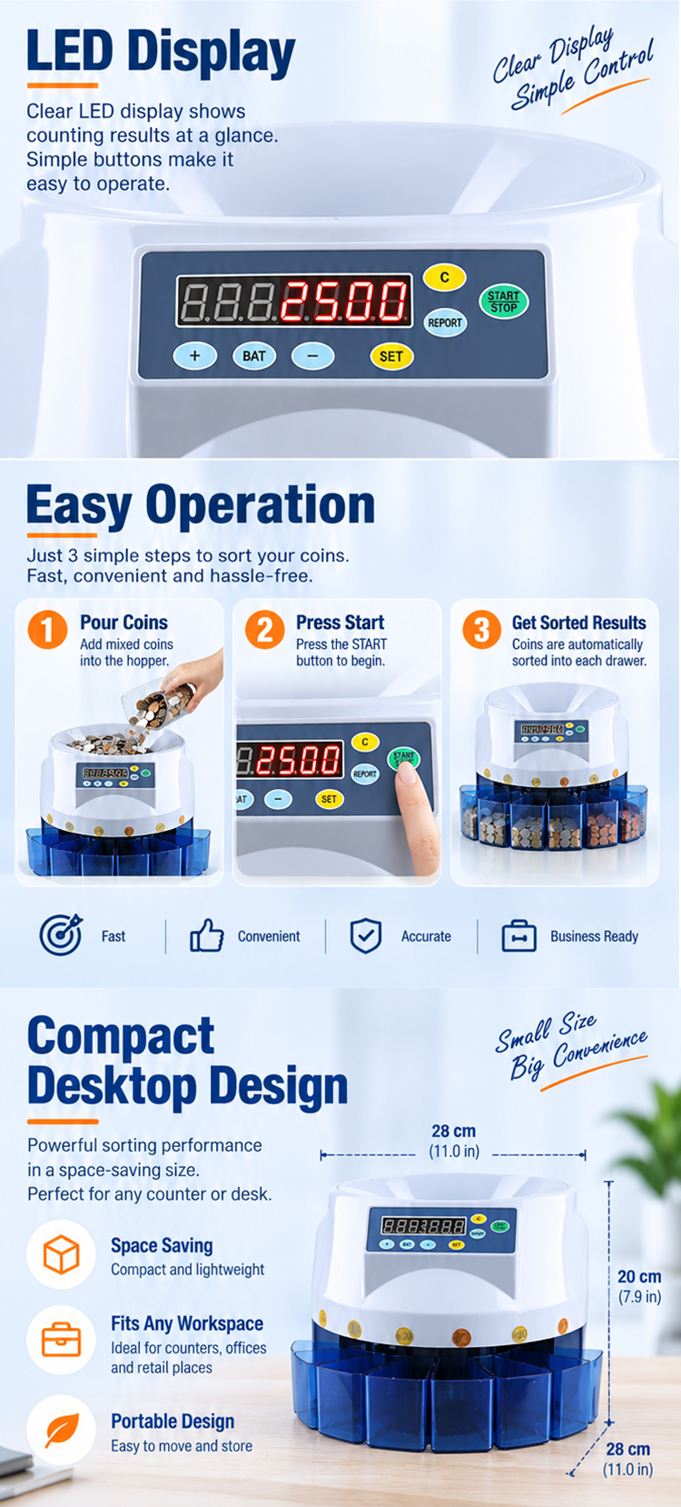 Batch counting function of CS-5507 presetting batch quantities for different denominations at the same time, improving packaging and cash preparation efficiency