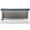 DC-6100 UV currency verifier authenticating banknote in 0.5 seconds at bank cashier desk with cordless operation