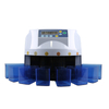 CS-5507 coin counter sorter in use at a supermarket cashier counter and retail back room, separating mixed coins into individual drawers