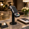  Close-up of PS-70 360 degree swivel rotation base mechanism for seamless cashier-to-customer card reader handoff