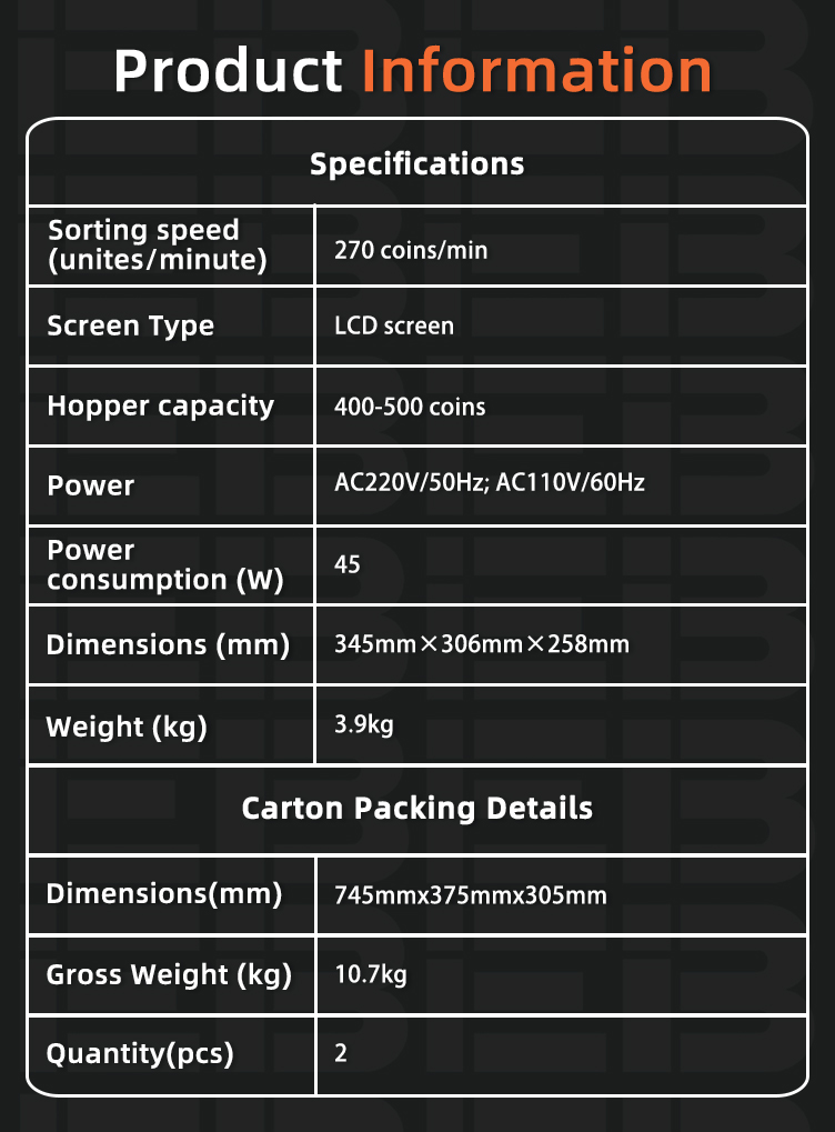 Quickload feature of CS-5503 speeding up coin loading into the machine before each counting run
