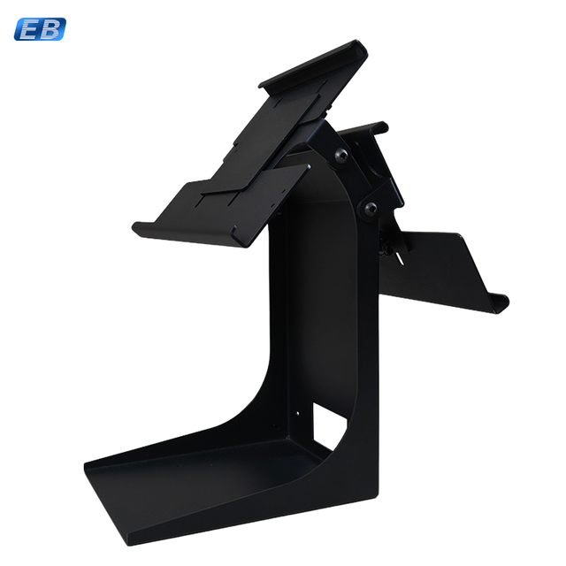  PS-20B luxury hotel self check-in metal tablet stand front view with hidden cable management and large screen support