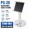 PS-20 lockable tablet POS stand 7-16 inch - anti-theft universal holder with 360 rotation and height adjustable metal base