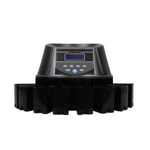 CS-5504 Automatic Coin Counter Sorter Wrapper Machine on white background, CE certified bank grade coin counter with plastic body and LED display