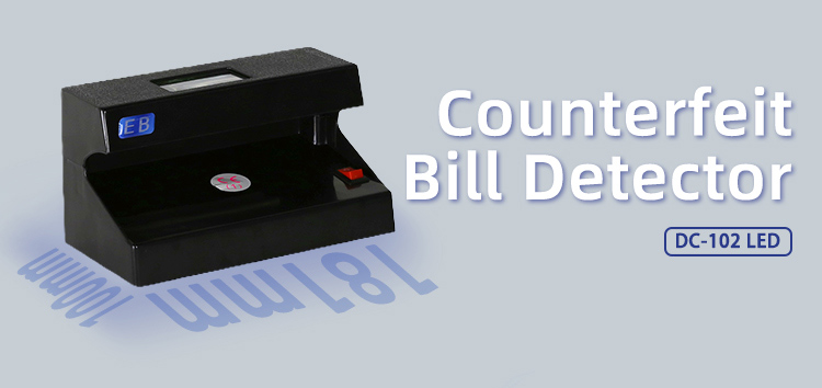 DC-102 LED UV banknote detector, compact desktop money checker with UV lamp and magnifier for daily cash handling