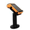 PS-70 convenience store POS stand front view in black and white finish with 360 degree rotation base