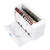 Close-up of LD-100 Money Counter rechargeable lithium battery port and one-touch control panel
