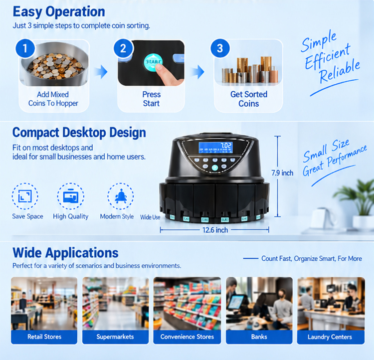 Batch counting function of CS-5506 setting different denominations simultaneously to simplify coin packaging and bank preparation