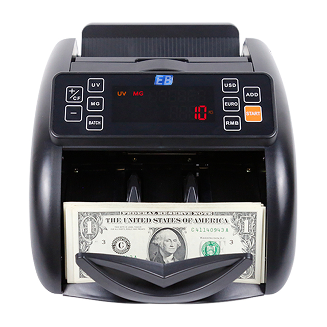 LD-1100 business grade Euro value counting machine front view with LCD display and auto currency recognition