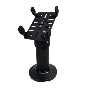 PS-80 all-steel handheld POS stand front view in black finish with adjustable clamp and 360 degree rotating base